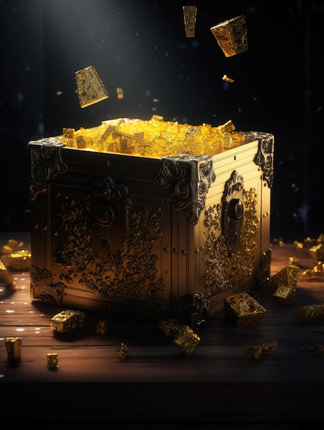 Eine goldene Schachtel mit dem Wort Gold darauf