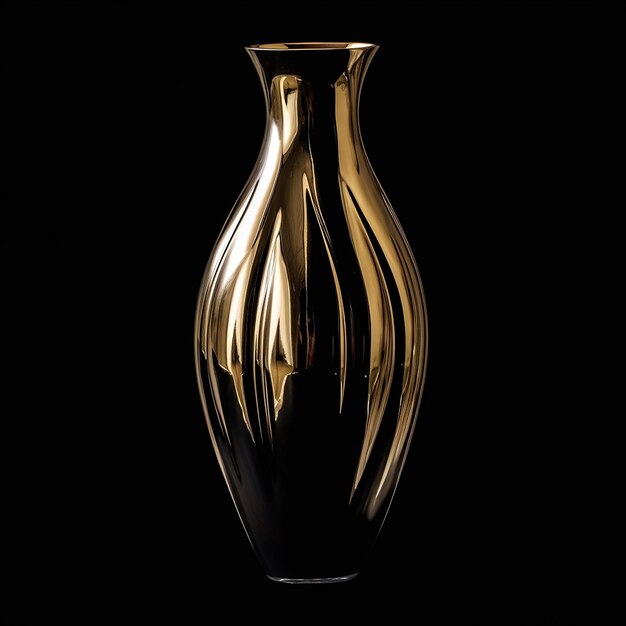 eine goldfarbene Vase mit schwarzem Hintergrund und schwarzem Hintergrund