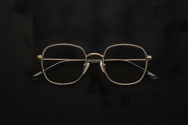 Eine Goldrandbrille erzeugt einen auffallenden Kontrast zu einem schwarzen Hintergrund