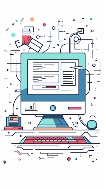 eine Grafik eines Computers mit einer Grafik einer Person auf dem Bildschirm