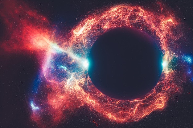 Eine Grafik eines Schwarzen Lochs mit dem Wort Supernova darauf