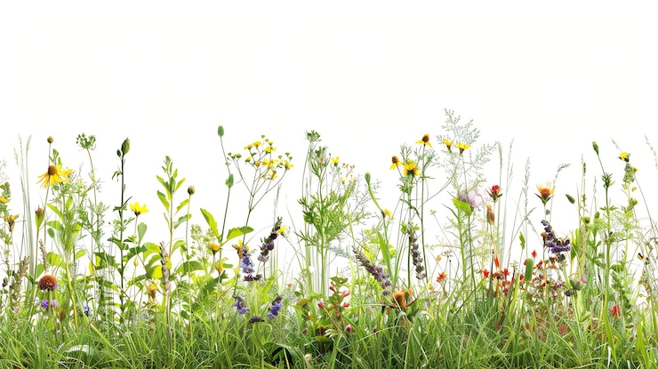 Foto eine grenze farbenfroher wildblumen auf einem feld