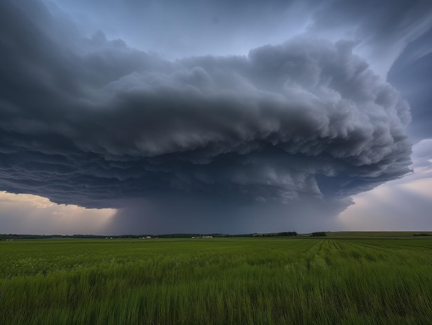 Eine große Gewitterwolke ist am Himmel