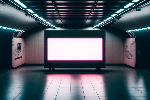 Eine große leere Werbetafel in einer U-Bahnstation