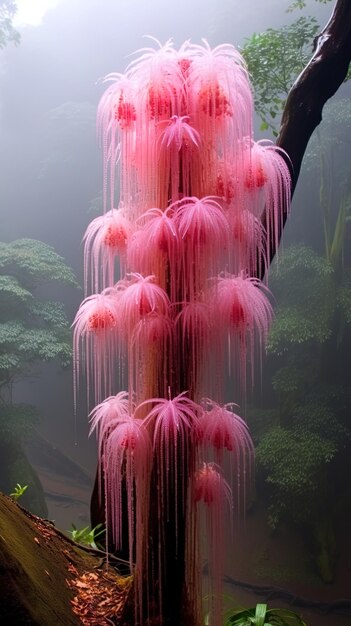 eine große Menge rosa Blumen schwimmt im Wasser