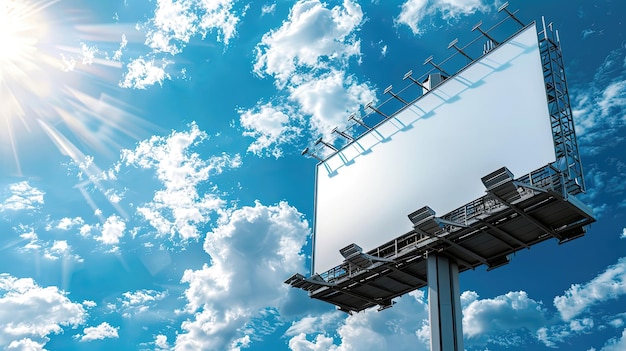 Foto eine große plakatwand ist an einem sonnigen tag mit einem blauen himmel