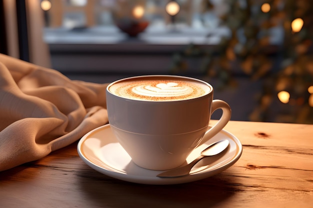 Eine großzügige Tasse Kaffee auf einem Holztablett