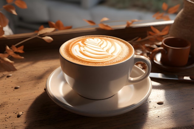 Eine großzügige Tasse Kaffee auf einem Holztablett