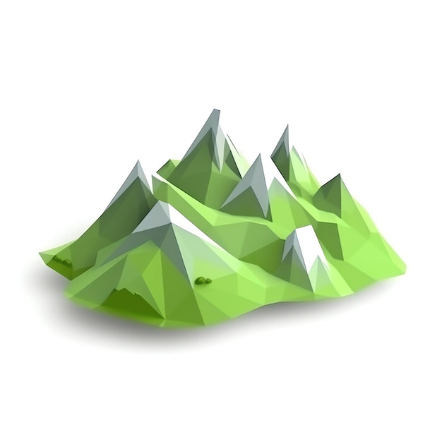 Eine grüne Bergkette mit weißem Hintergrund