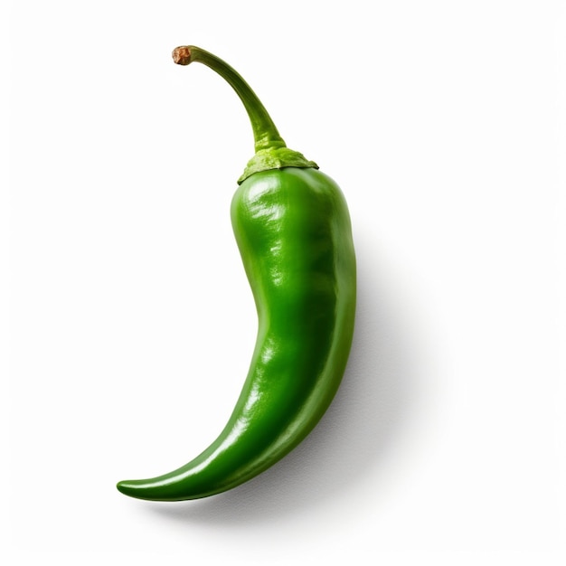 Eine grüne Chilischote mit dem Wort „darauf“