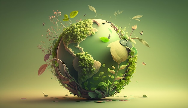 Eine grüne Erde mit einem grünen Globus für den umweltfreundlichen Markt Generative KI