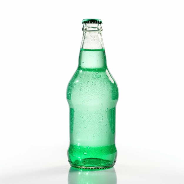 Eine grüne Flasche Soda mit dem Wort „Eis“ auf der Oberseite.