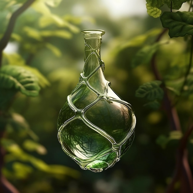 Eine grüne Glasflasche