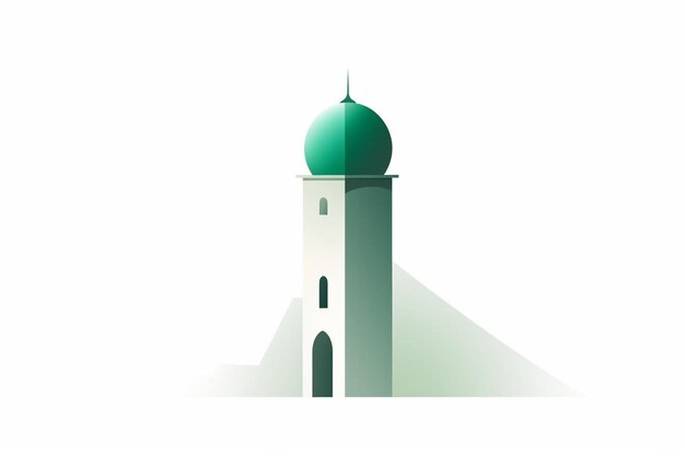 Foto eine grüne moschee mit einer grünen kuppel auf der spitze.