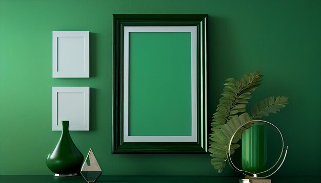 Eine grüne Wand mit einem Rahmen, auf dem „Grün“ steht