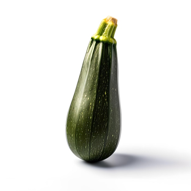 Eine grüne Zucchini mit weißem Hintergrund