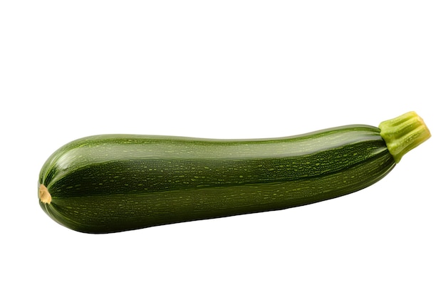 Eine grüne Zucchini mit weißem Hintergrund