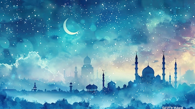 eine Grüße islamische Feier Ramadan und Eid Mubarak Design mit Cresccard für den Monat des Monats