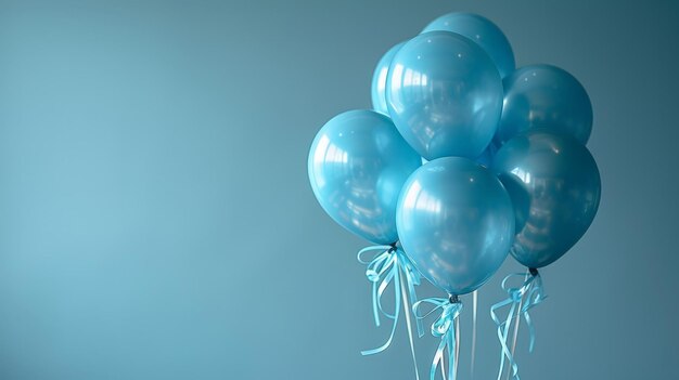 Eine Gruppe blauer Ballons schwebt in der Luft