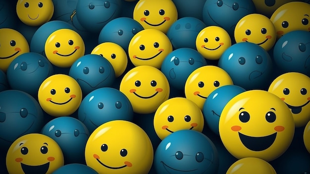 eine Gruppe blauer und gelber Smileys