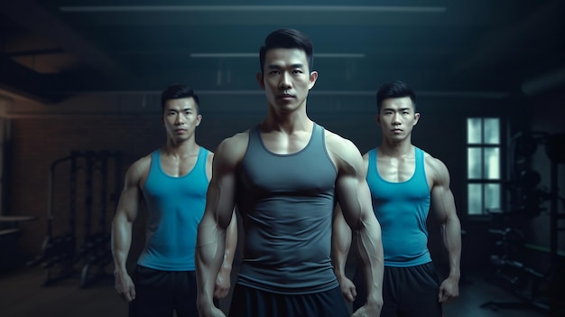 Eine Gruppe chinesischer Fitness-Männer verwandelte sich