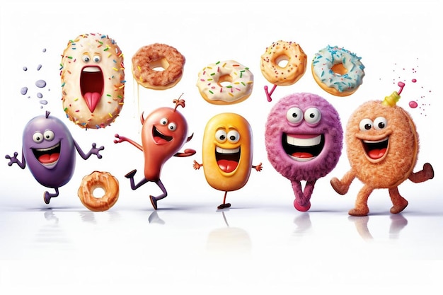 Foto eine gruppe donuts mit dem wort donuts darauf