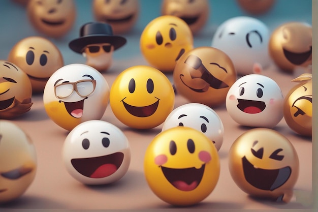 Foto eine gruppe eier mit einem lächeln