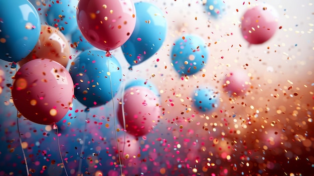 Eine Gruppe farbenfroher Ballons schwebt in der Luft