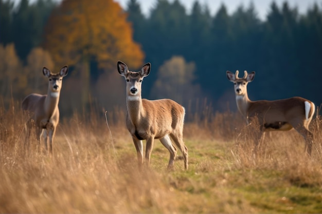 Eine Gruppe Hirsche auf einem Feld