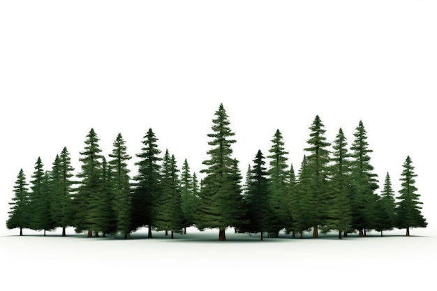 Foto eine gruppe immergrüner bäume, die auf einem weißen hintergrund isoliert sind