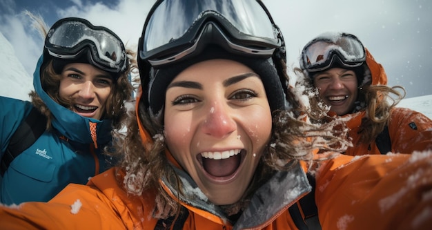 eine Gruppe junger Athleten, die in einem schneebedeckten Berg Ski fahren