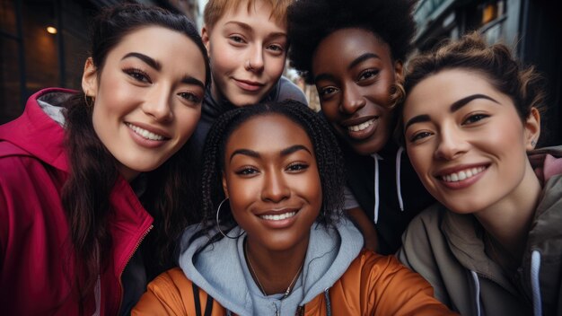 Eine Gruppe junger Frauen, die nebeneinander stehen