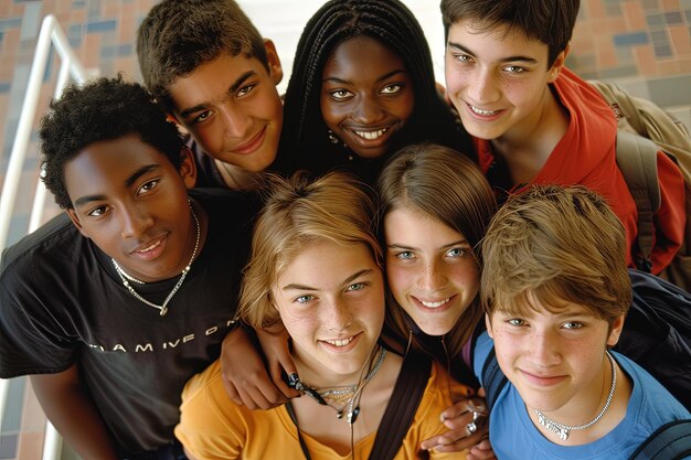 Foto eine gruppe junger leute, die nebeneinander stehen