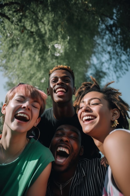 Foto eine gruppe junger leute lacht und lacht generatives ki-bild