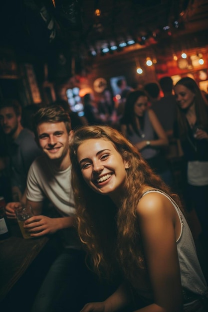 Eine Gruppe junger Leute sitzt an einer Bar
