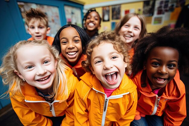 Foto eine gruppe kleiner kinder, die nebeneinander stehen