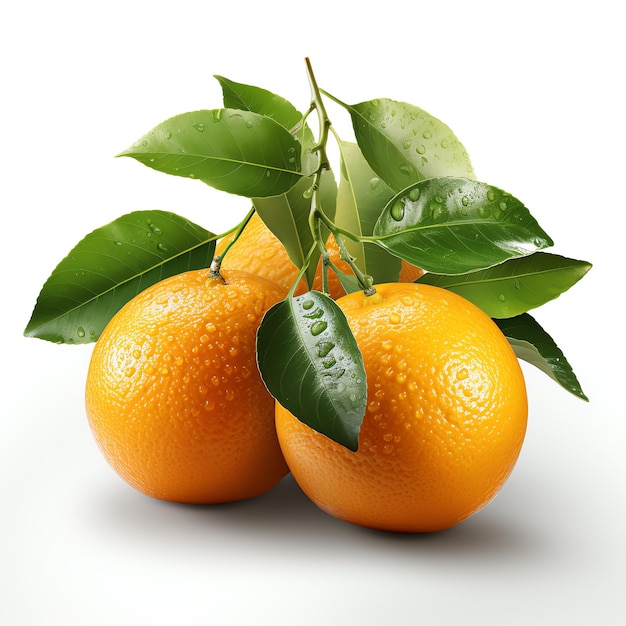 Eine Gruppe Orangen mit Blättern