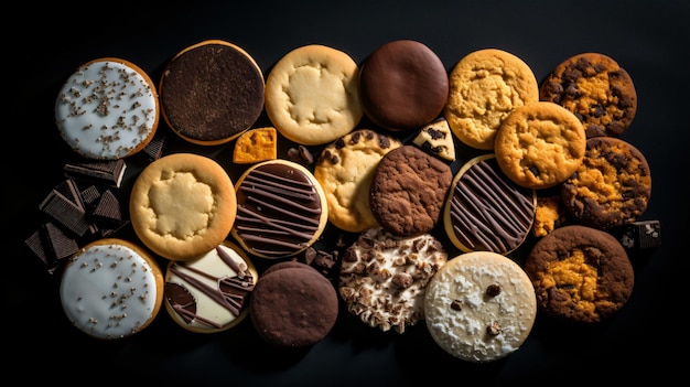 Eine Gruppe verschiedener Arten von Cookies