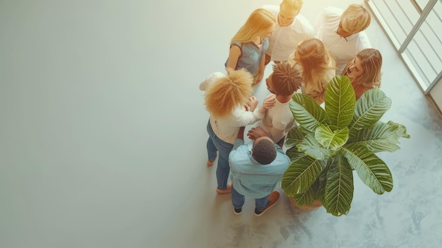 Eine Gruppe verschiedener Geschäftsleute trifft sich in einem modernen Büro