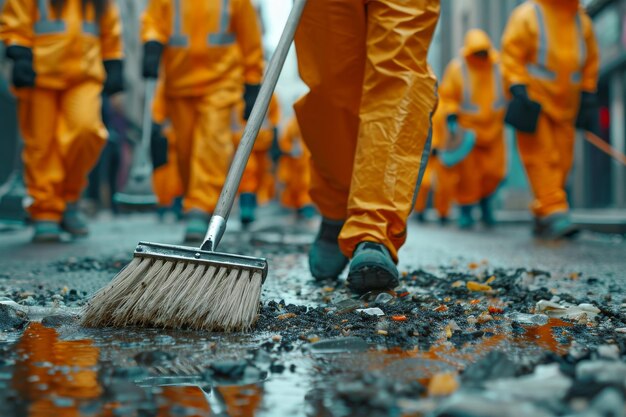 Foto eine gruppe von aktivisten organisiert eine saubere stadt