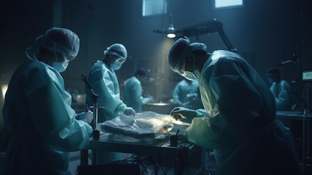 Eine Gruppe von Chirurgen arbeitet an einem Patienten