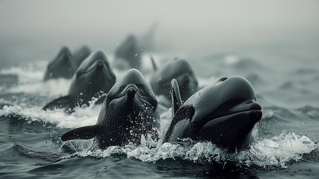 Eine Gruppe von Delfinen schwimmt im Ozean