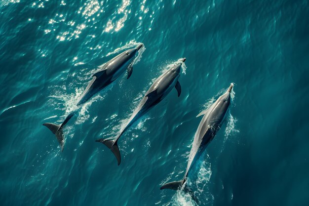 Eine Gruppe von Delfinen schwimmt im Ozean