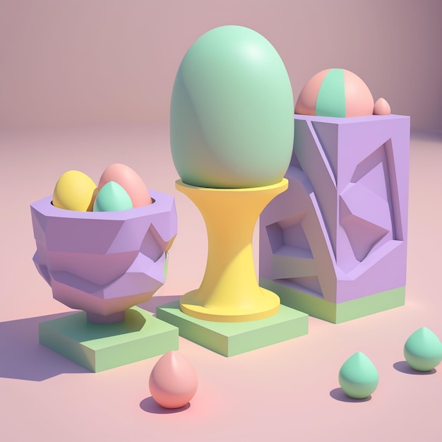 Eine Gruppe von Eiern befindet sich auf einem rosa Hintergrund