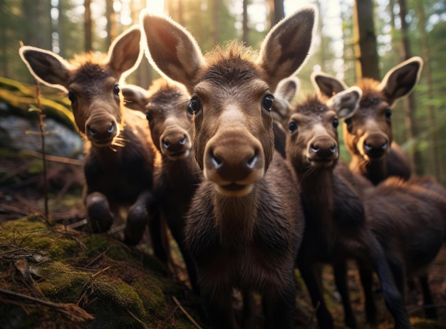 Eine Gruppe von Elchkälbern