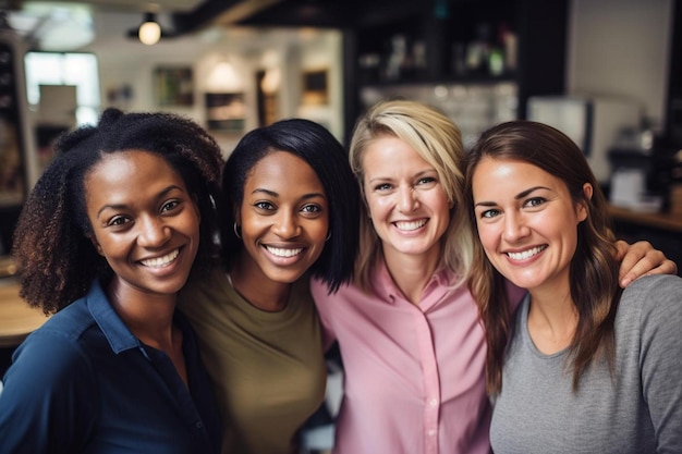 eine Gruppe von Frauen, die nebeneinander stehen