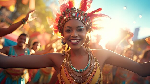 Eine Gruppe von Frauen in farbenfrohen Kostümen tanzt und feiert den Tag der traditionellen Kultur und der Zusammengehörigkeit