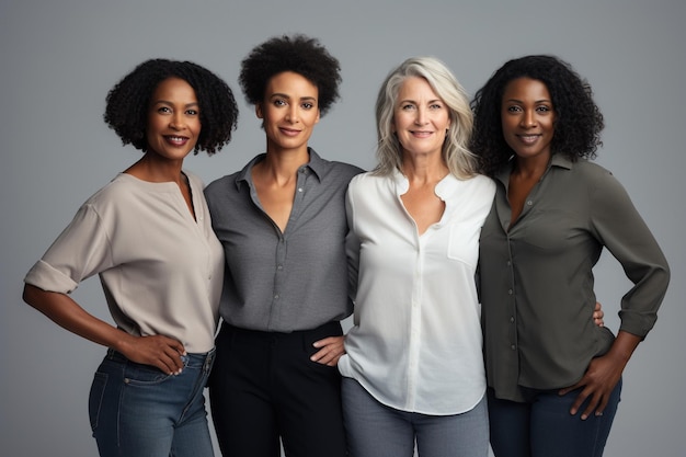 Eine Gruppe von Frauen steht in einem Studio