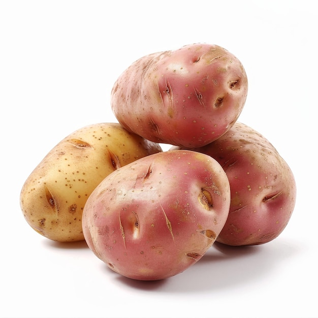 eine Gruppe von Kartoffeln auf einem weißen Hintergrund