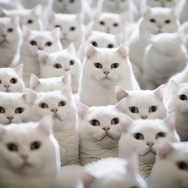 eine Gruppe von Katzen sitzt zusammen